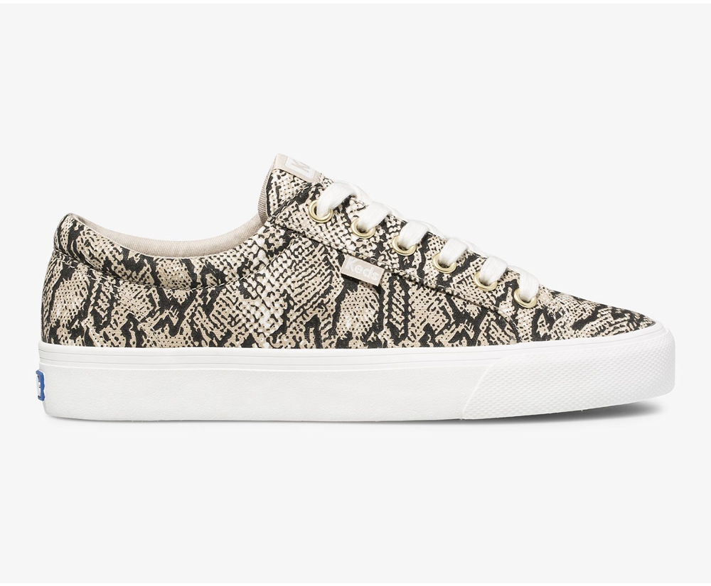 Basket Keds Femme Blanche/Noir - Jump Kick Snake - 173-UNSJAO